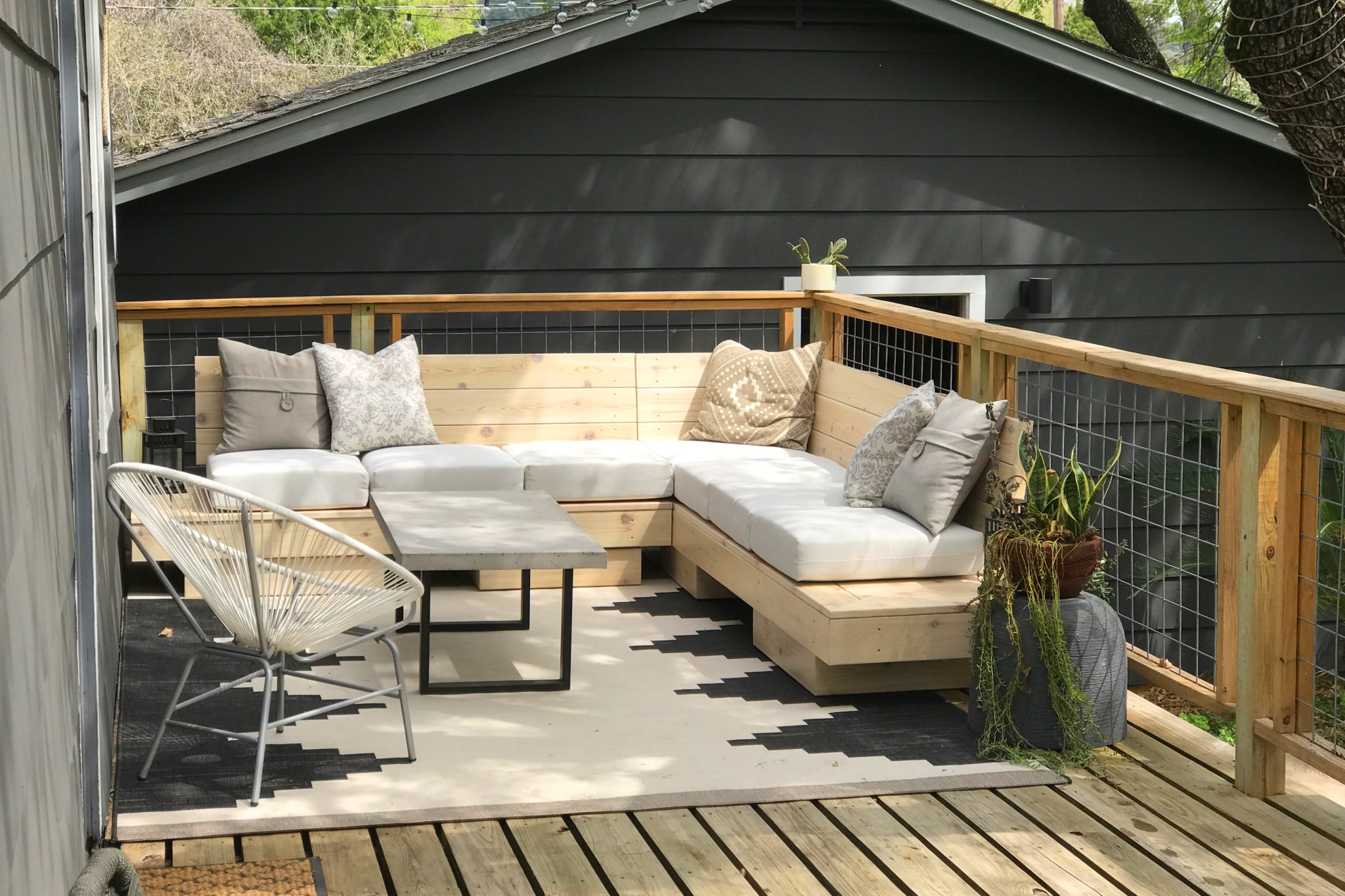 New deck maintenance with new sectional and cable rails