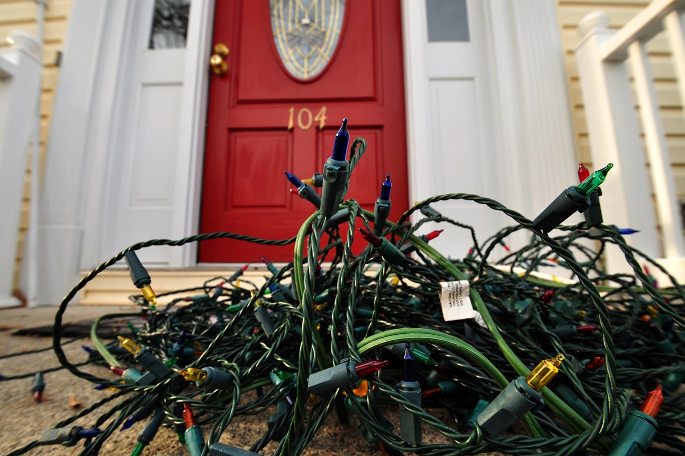 Christmas lights outside a home