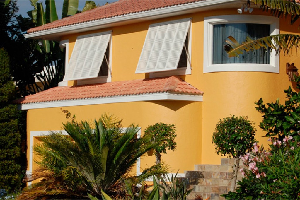 Hurricane shutters on home