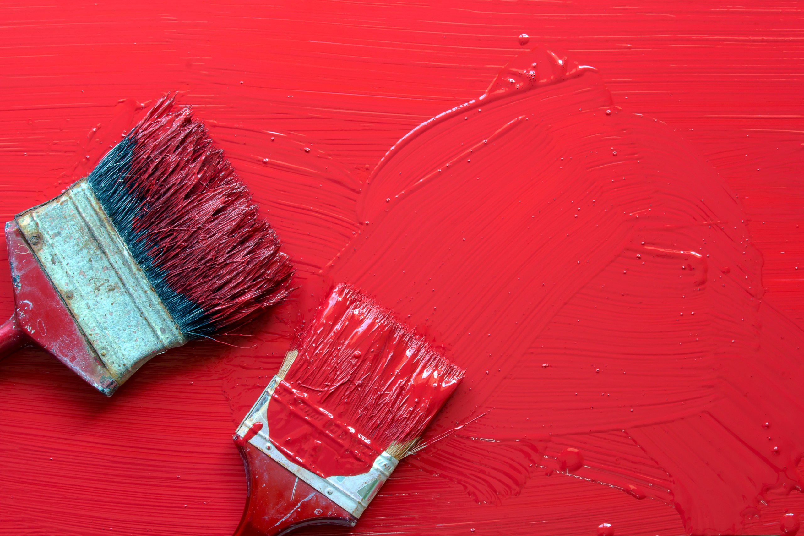 Woman standing in front of a wall of paint colors