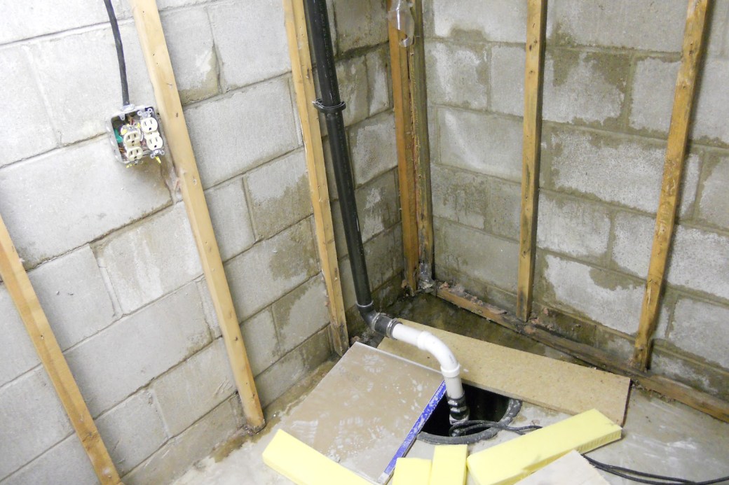 Sump pump in a residential basement