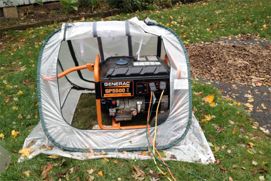 Lisa's portable generator in a temporary housing