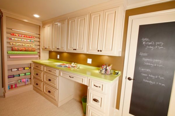 Under-Cabinet Lights in a Wrap Room | Gift Wrapping Station