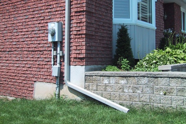 A downspout pointed away from a home