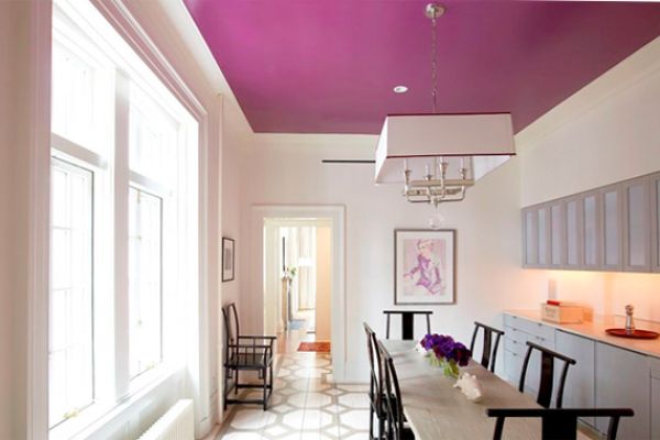 Purple Ceiling in Dining Room | Home Color Ideas