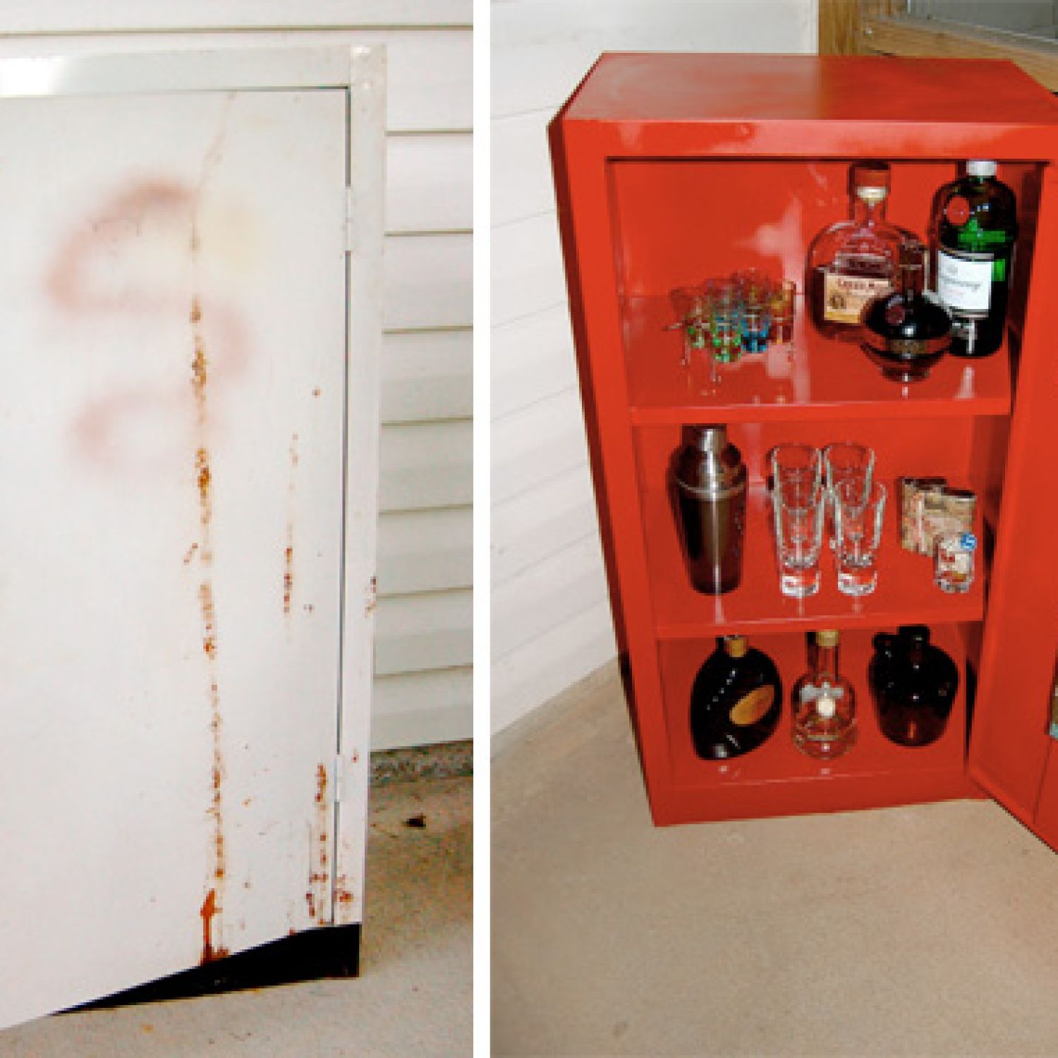 Medicine Cabinet Turned Bar | Surface Mount Medicine Cabinet