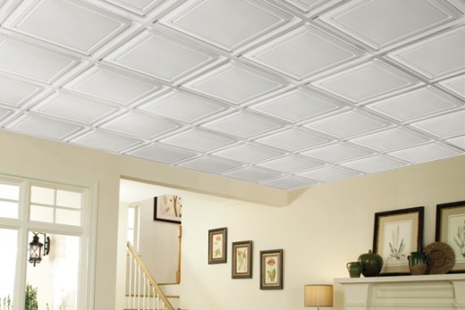 Coffered ceiling tiles in basement