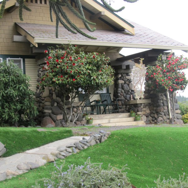 Fake grass used on a steep front lawn