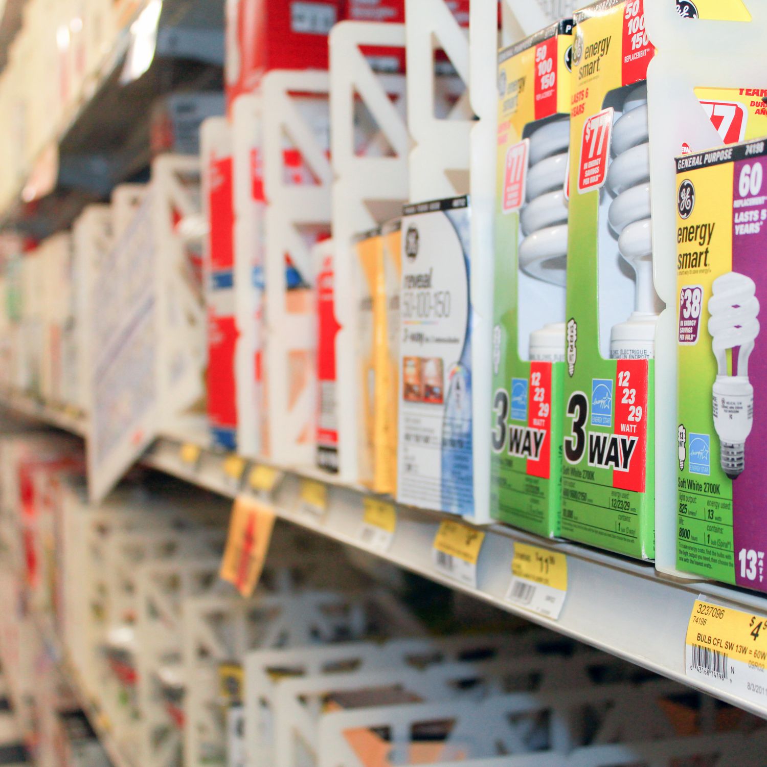 Light bulbs in a hardware store