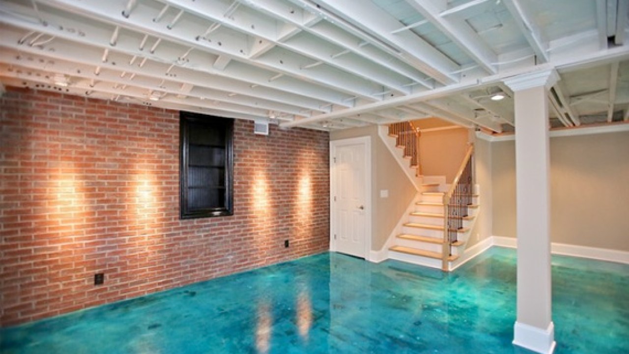 Painted Concrete Floors Floor Ideas Finishes Blue Stained Urethane Floor Painted Concrete Floors