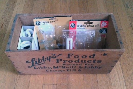 Assortment of light bulbs in a box