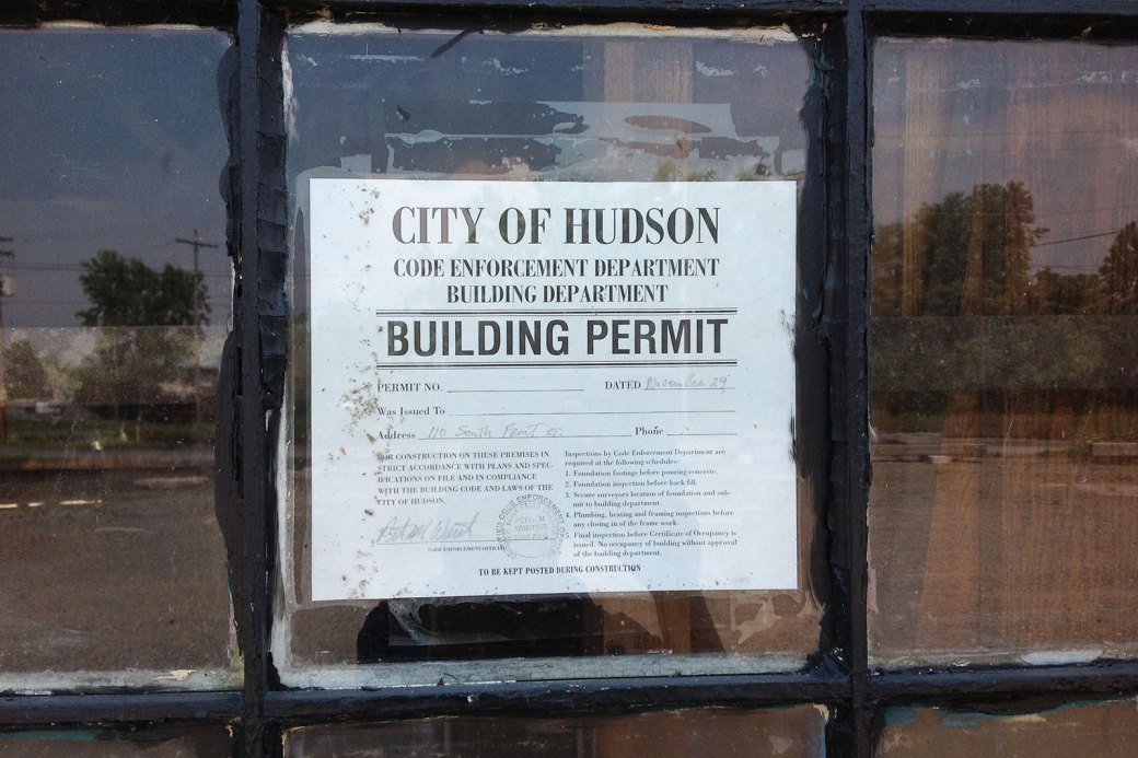 Permit posted outside of a residential construction area