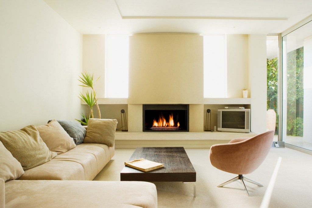Gas fireplace in a modern home