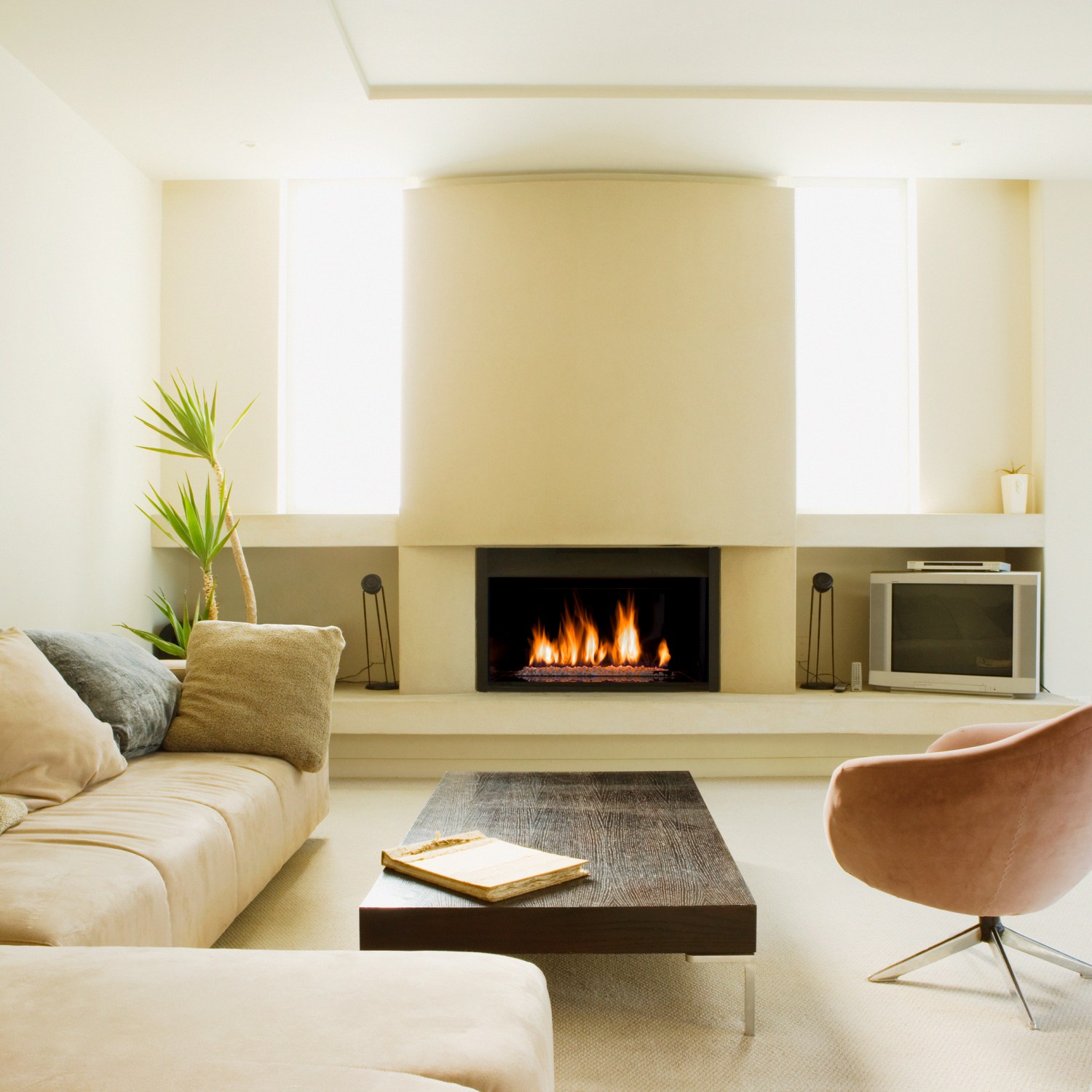 Gas fireplace in a modern home