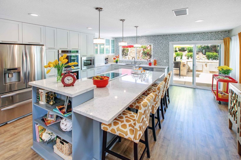 A Silestone quartz kitchen counter island