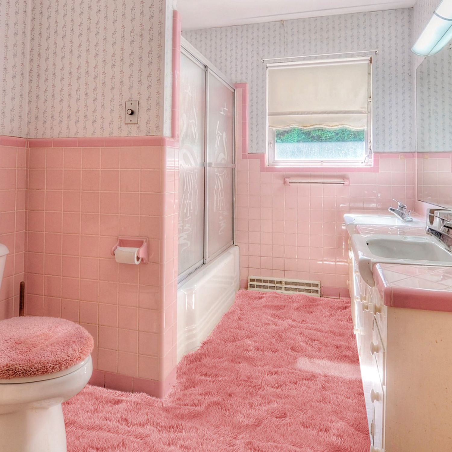 Retro pink grandma bathroom