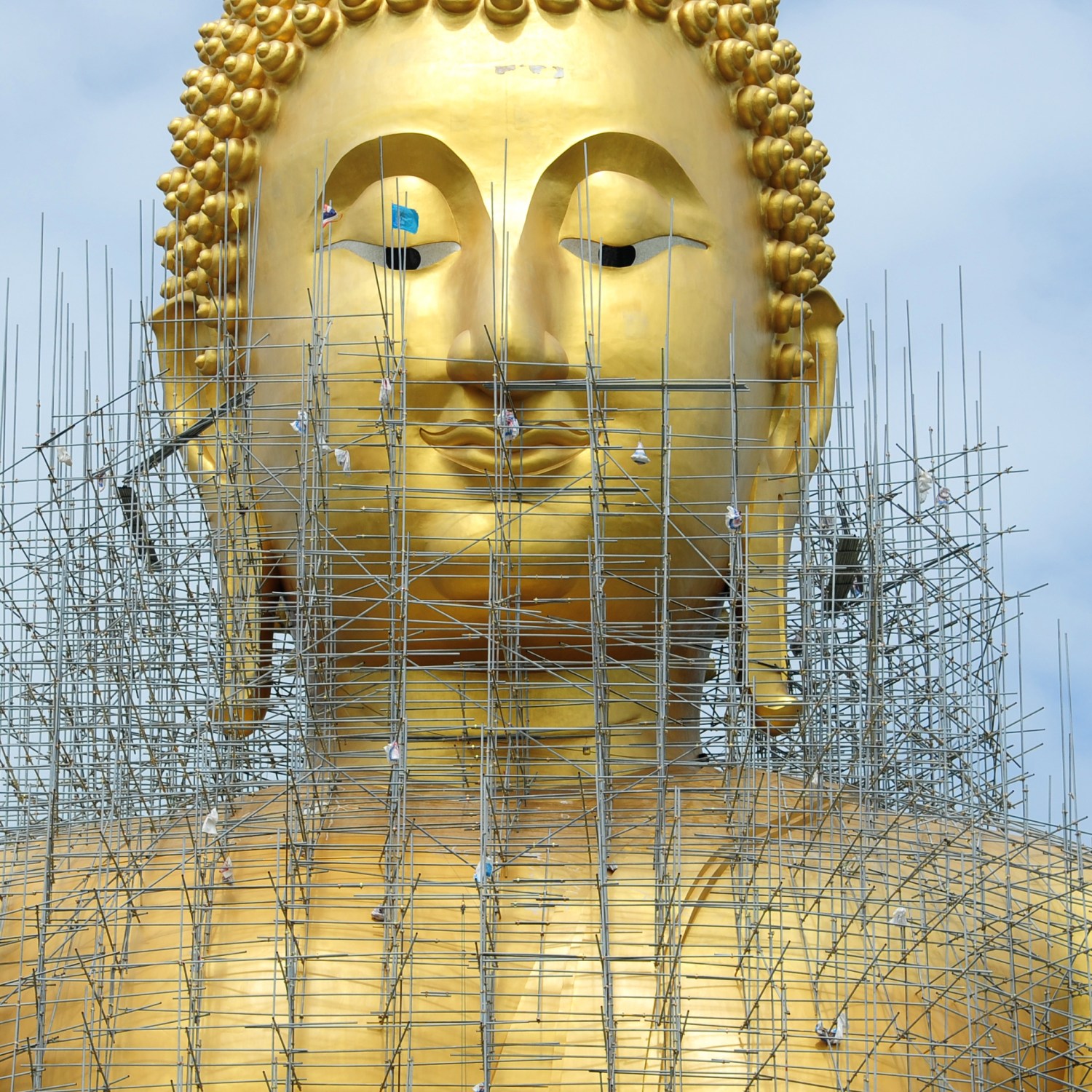 Buddha statue under renovation