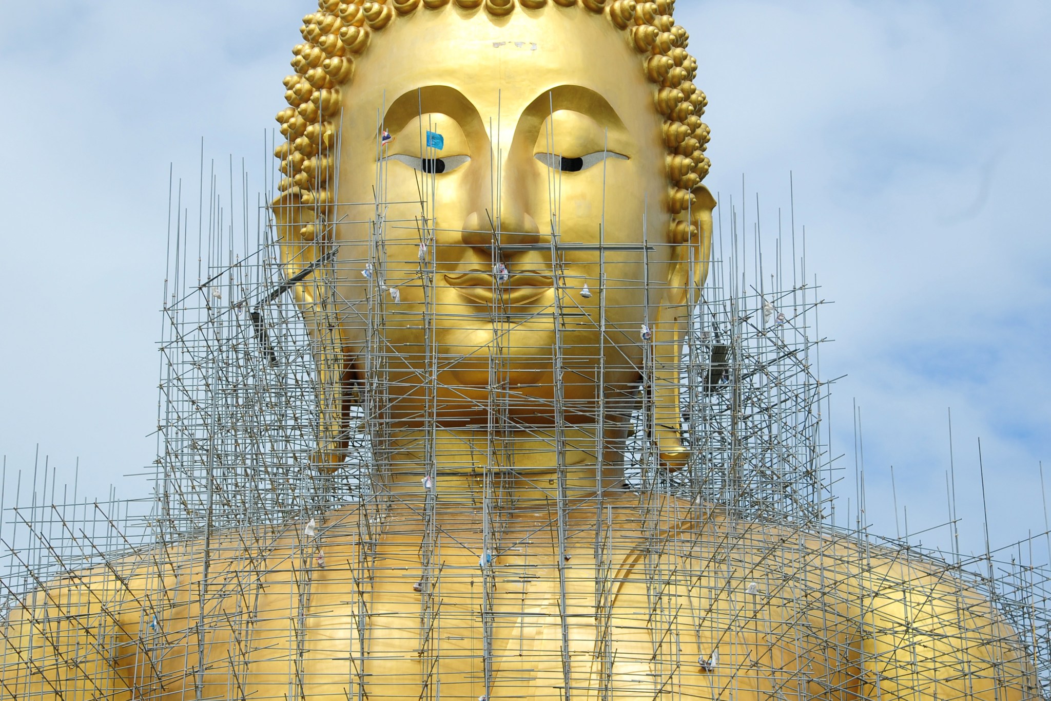 Buddha statue under renovation