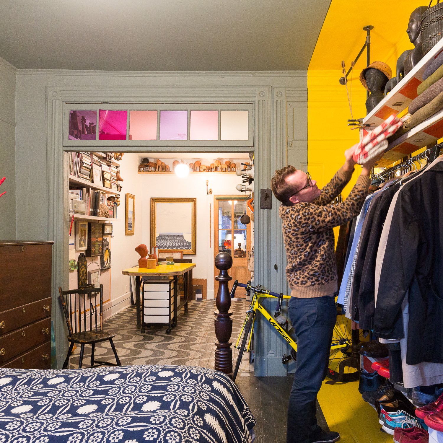 Hanging rack for clothes in NYC apartment