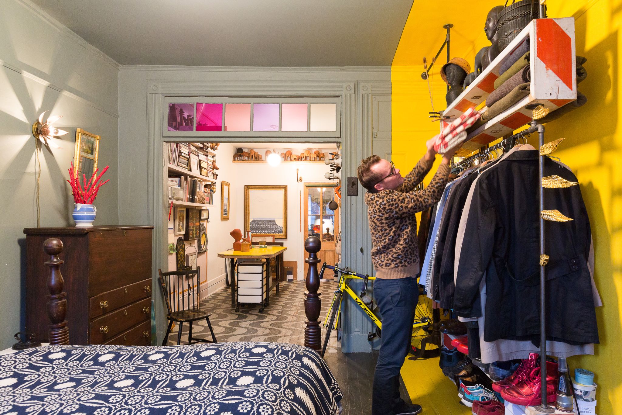 Hanging rack for clothes in NYC apartment