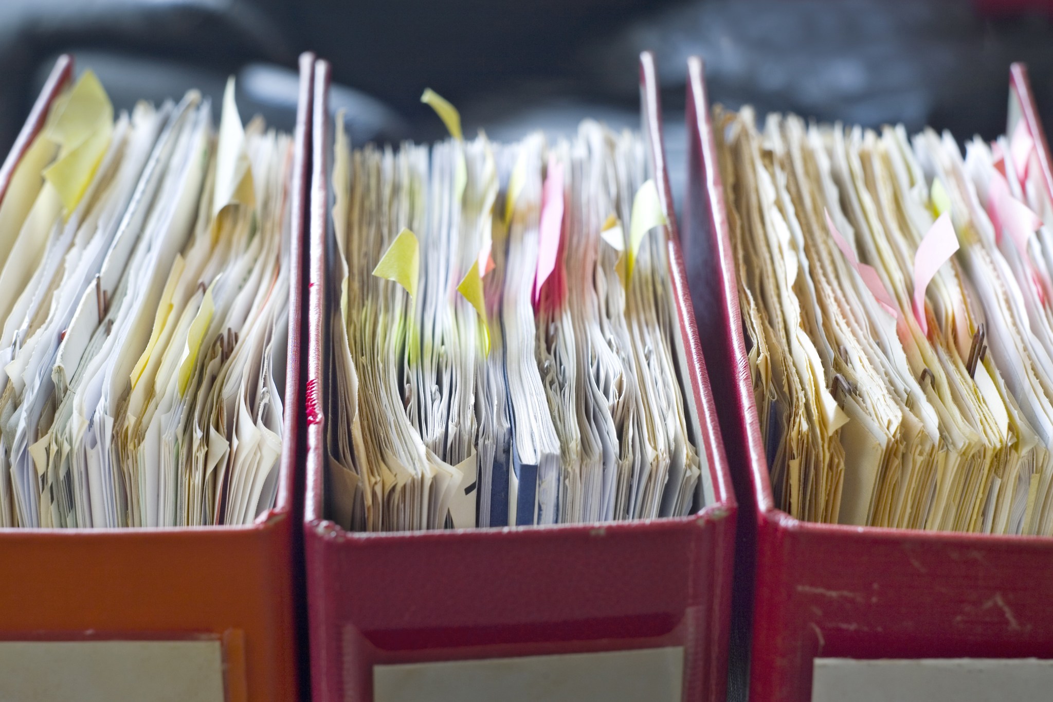 Tax paperwork in binders