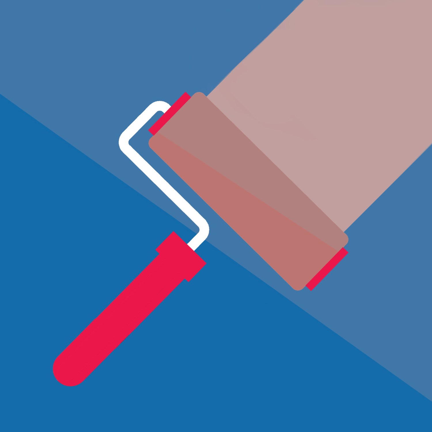 Vector illustration of paint roller streaking coral paint