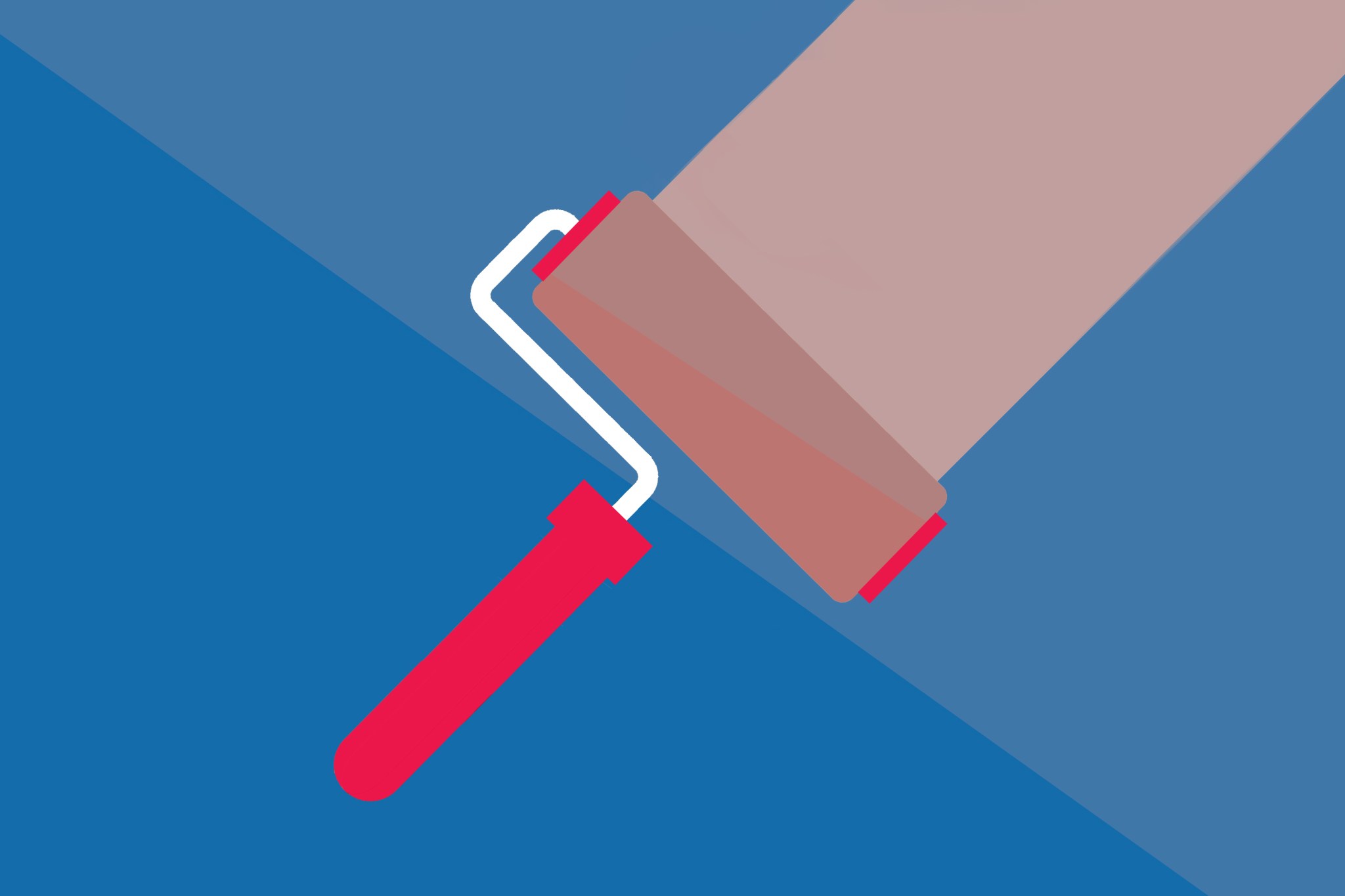 Vector illustration of paint roller streaking coral paint