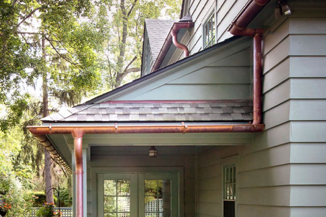 Copper gutters on a home