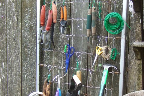 Upcycled garden tool organizer