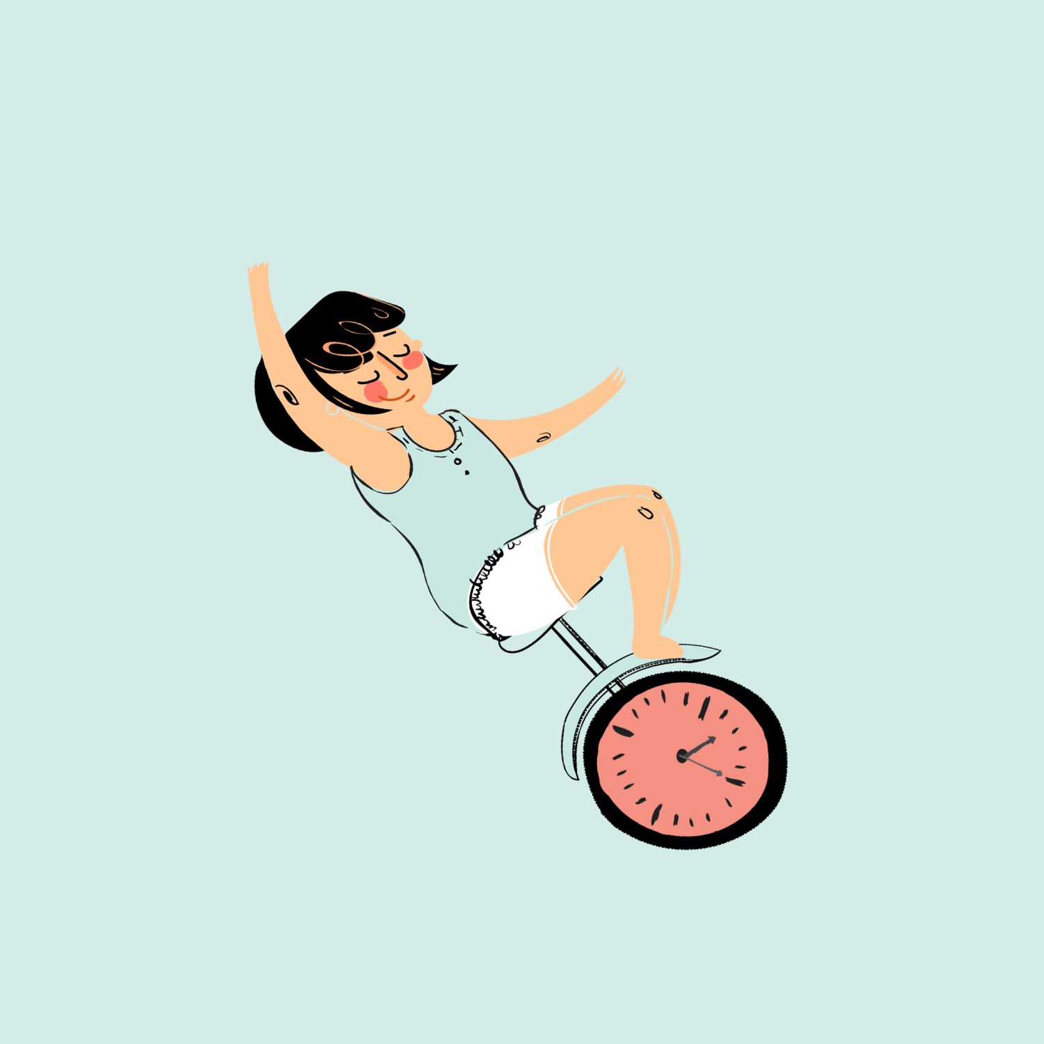 Illustration of woman balancing on a unicycle