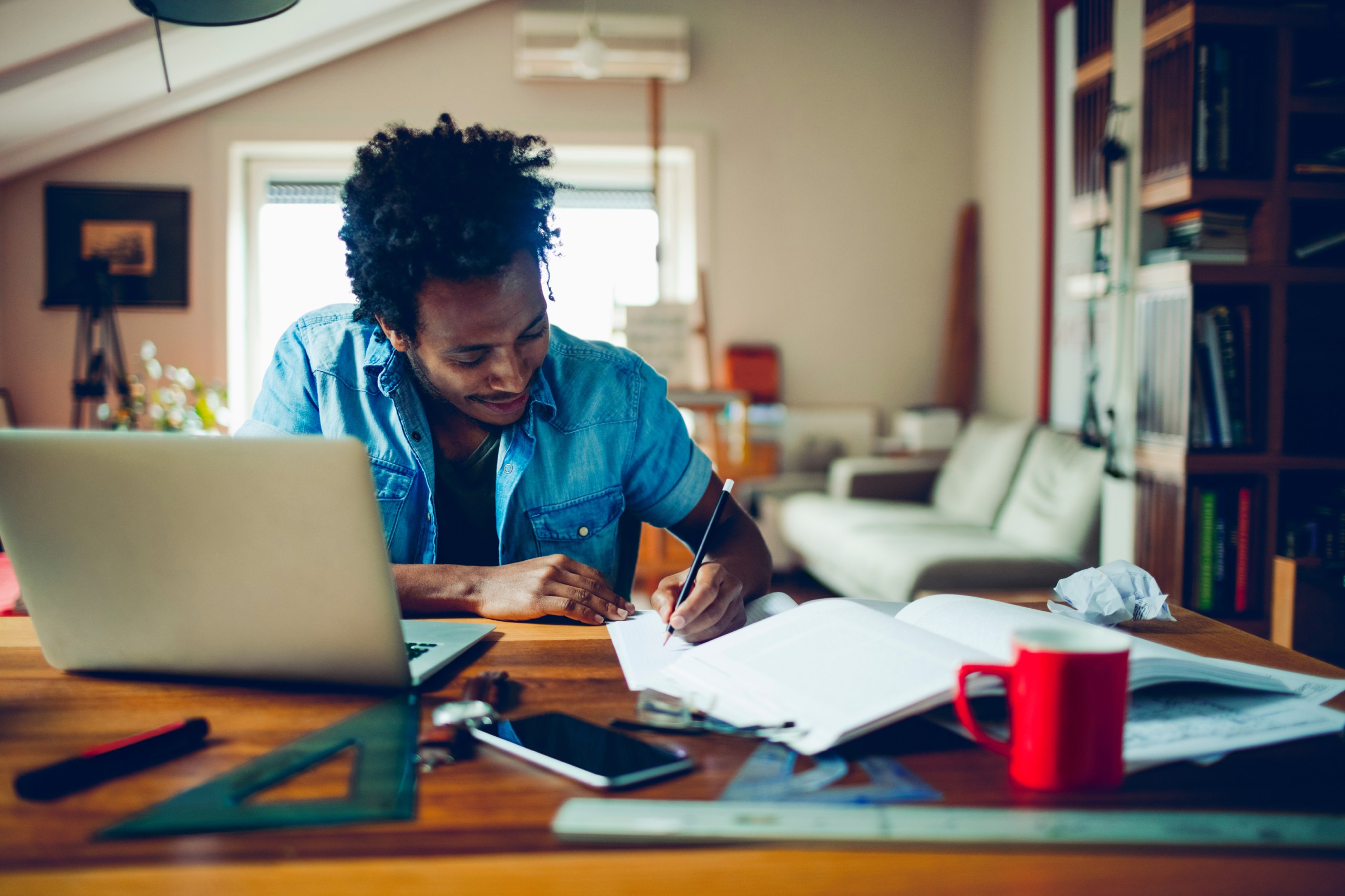 guy working on homework