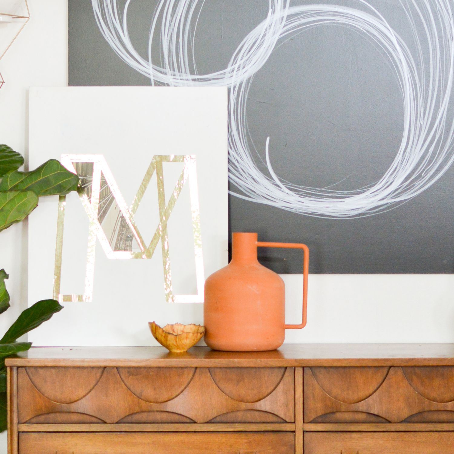 White wall with chalkboard paint square