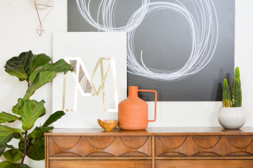 White wall with chalkboard paint square