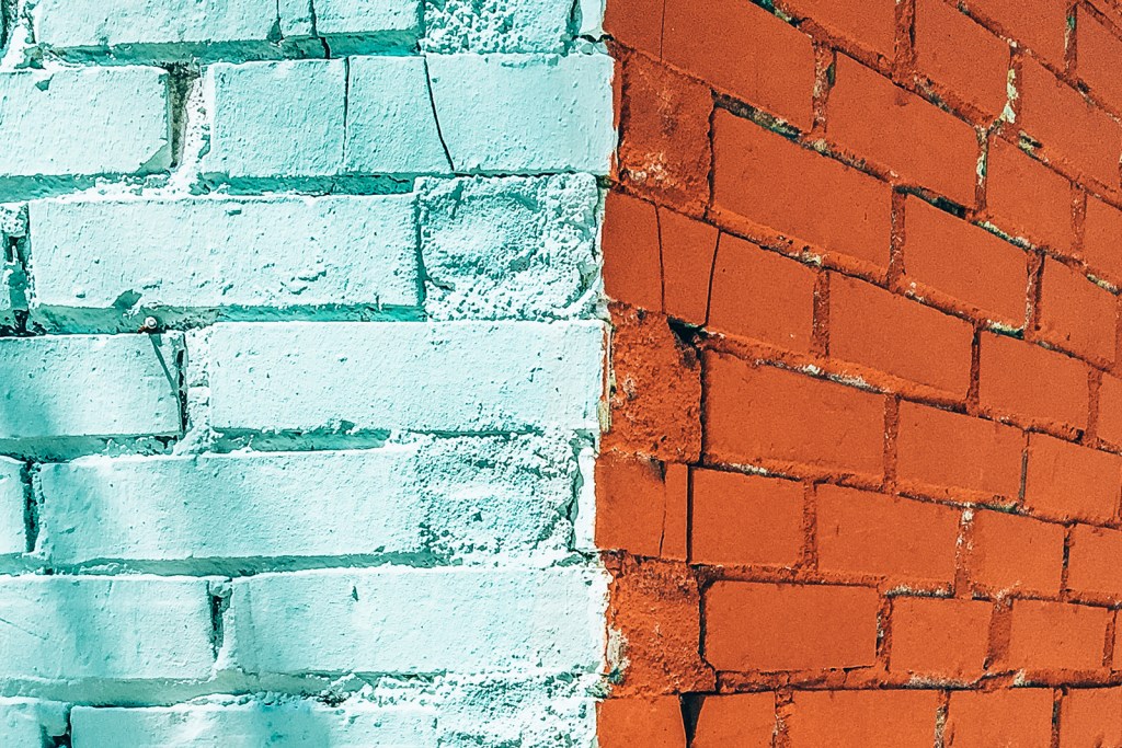 Painted brick on a home exterior