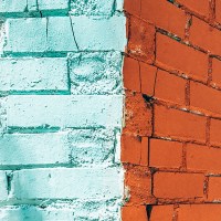 Painted brick on a home exterior