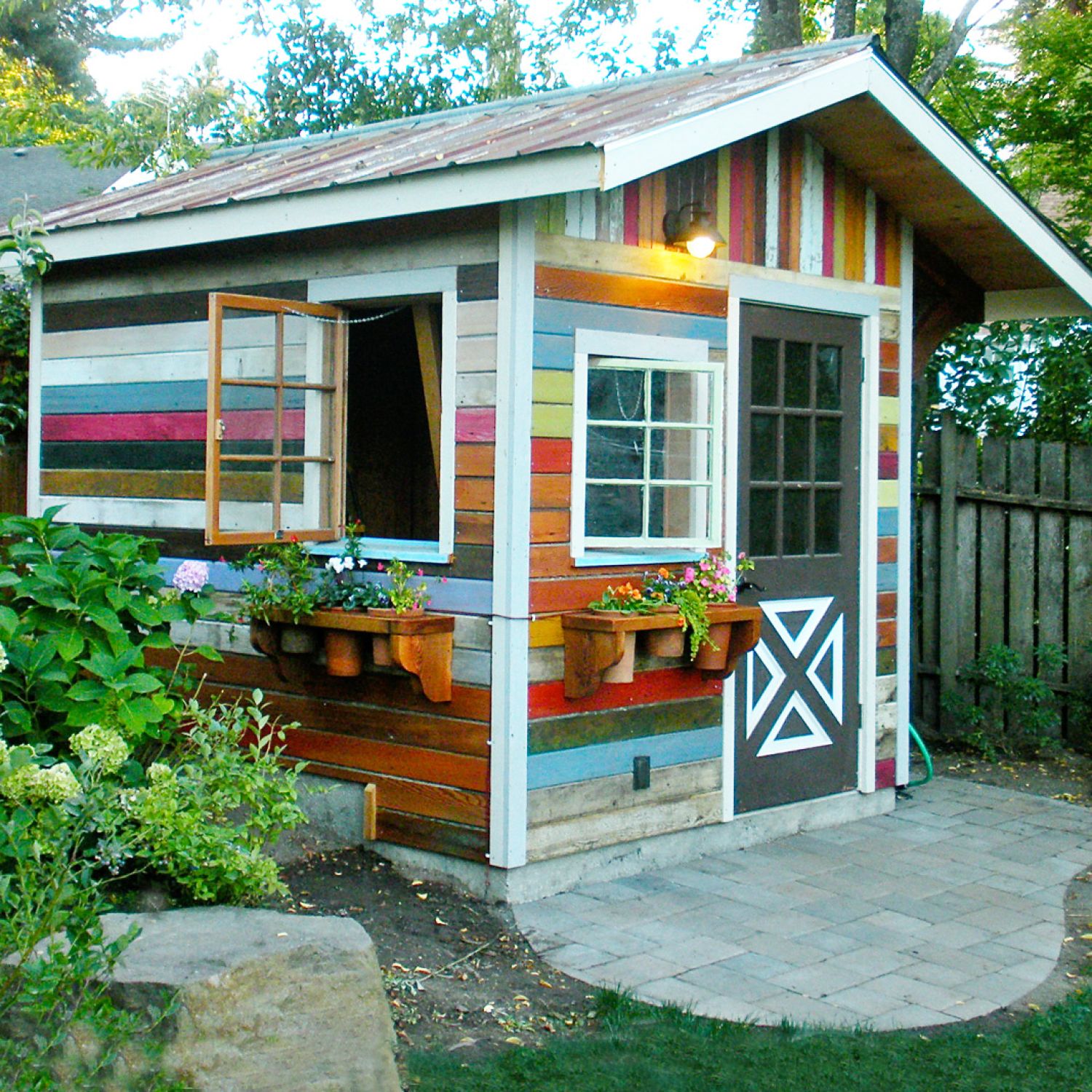 Colorful backyard shed