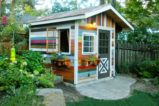 Colorful backyard shed