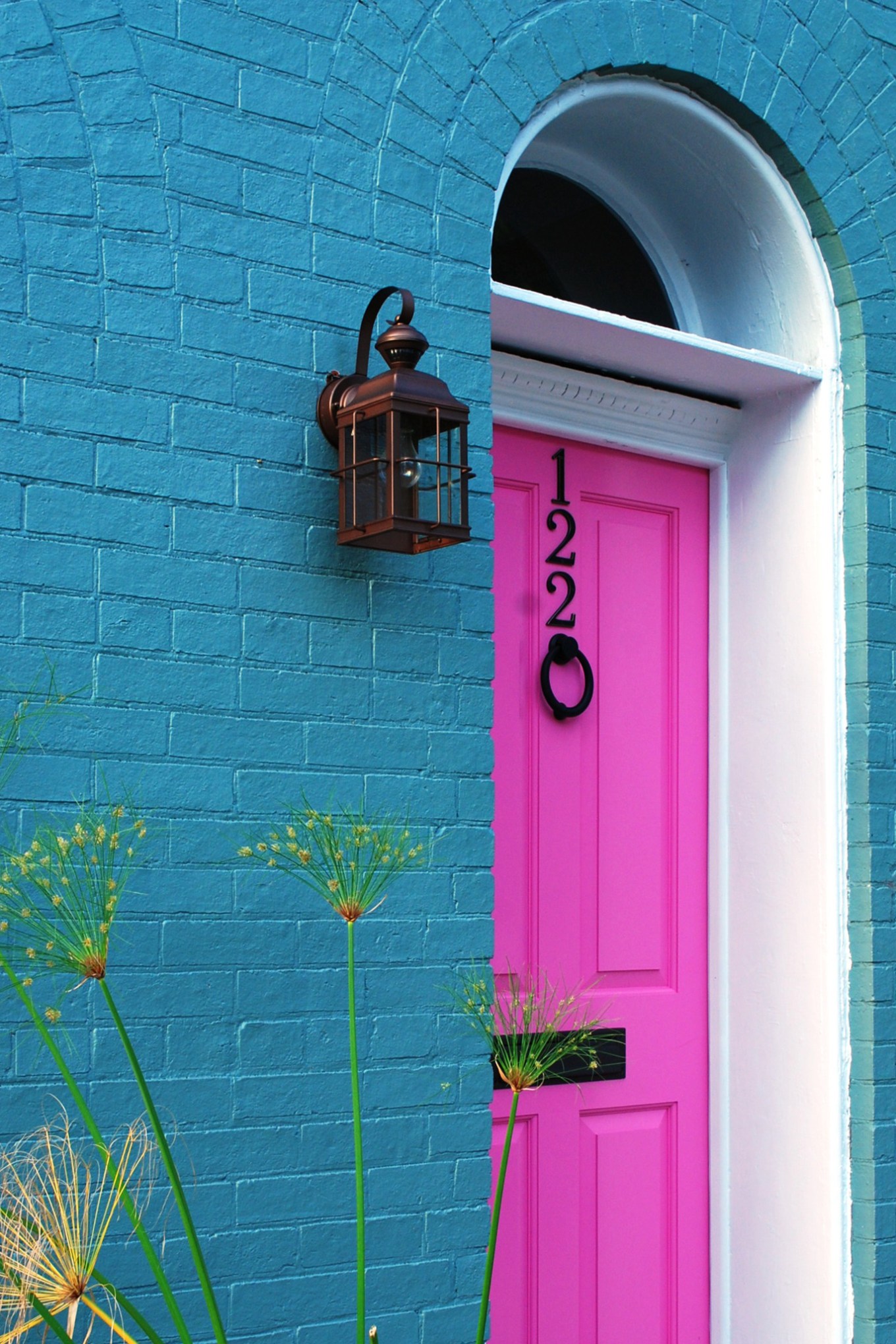 Bright pink entry door