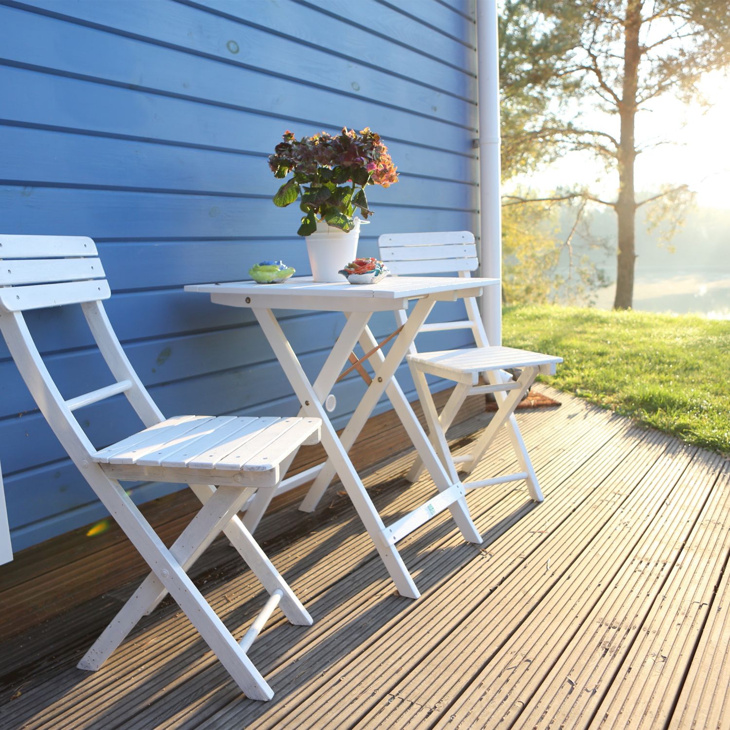 Relaxing porch with tranquil sunrise view