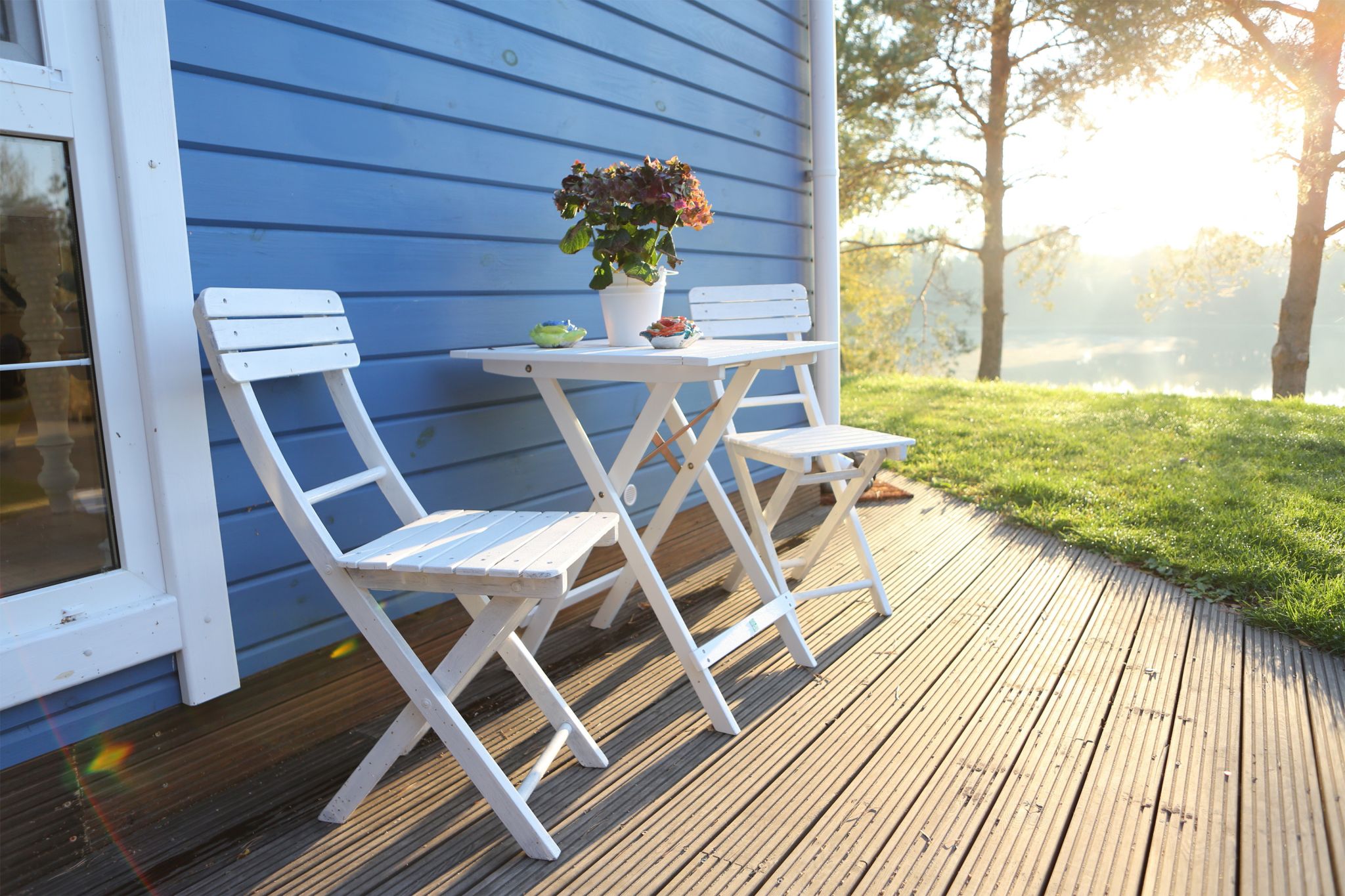 Relaxing porch with tranquil sunrise view