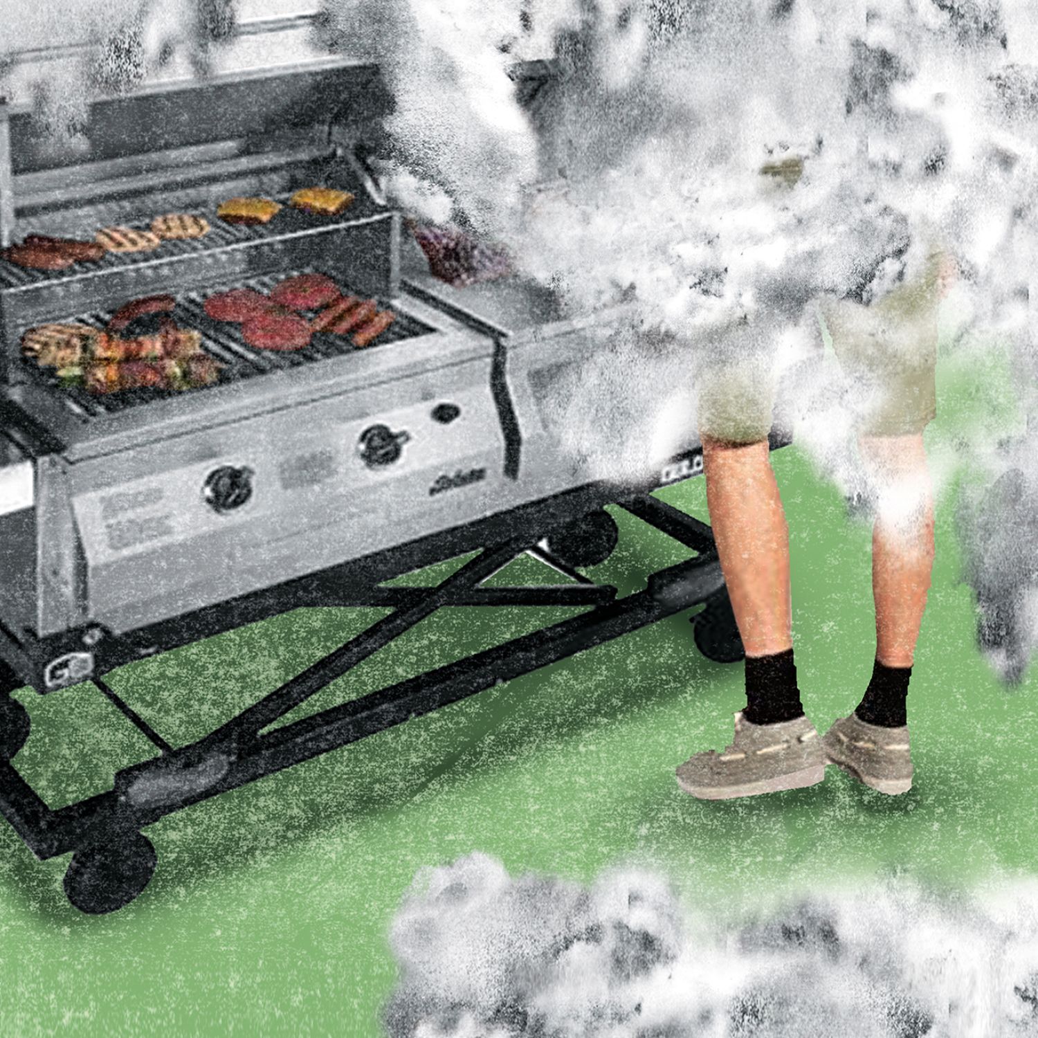 Smoke from a backyard grill