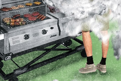 Smoke from a backyard grill