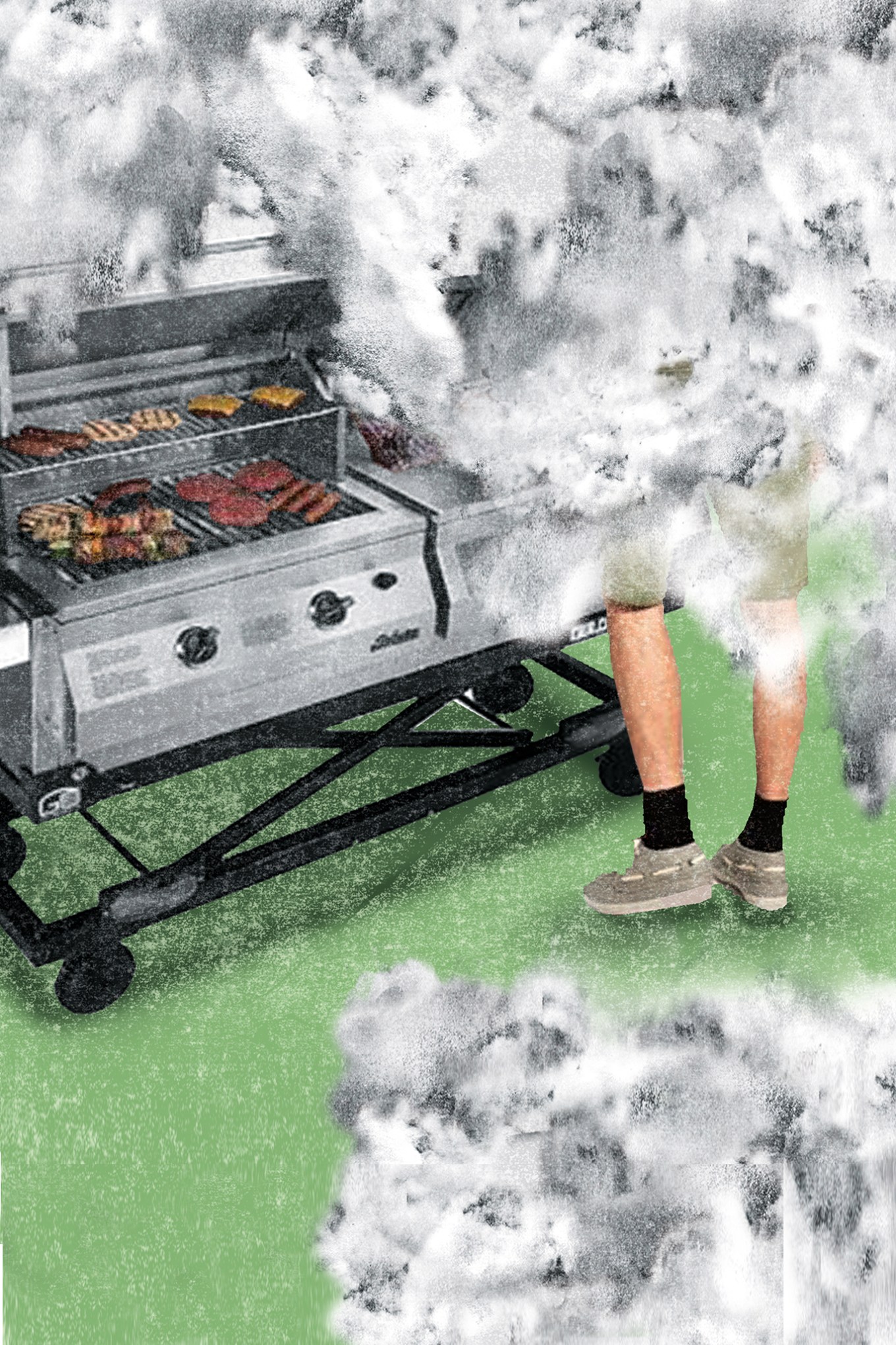 Smoke from a backyard grill