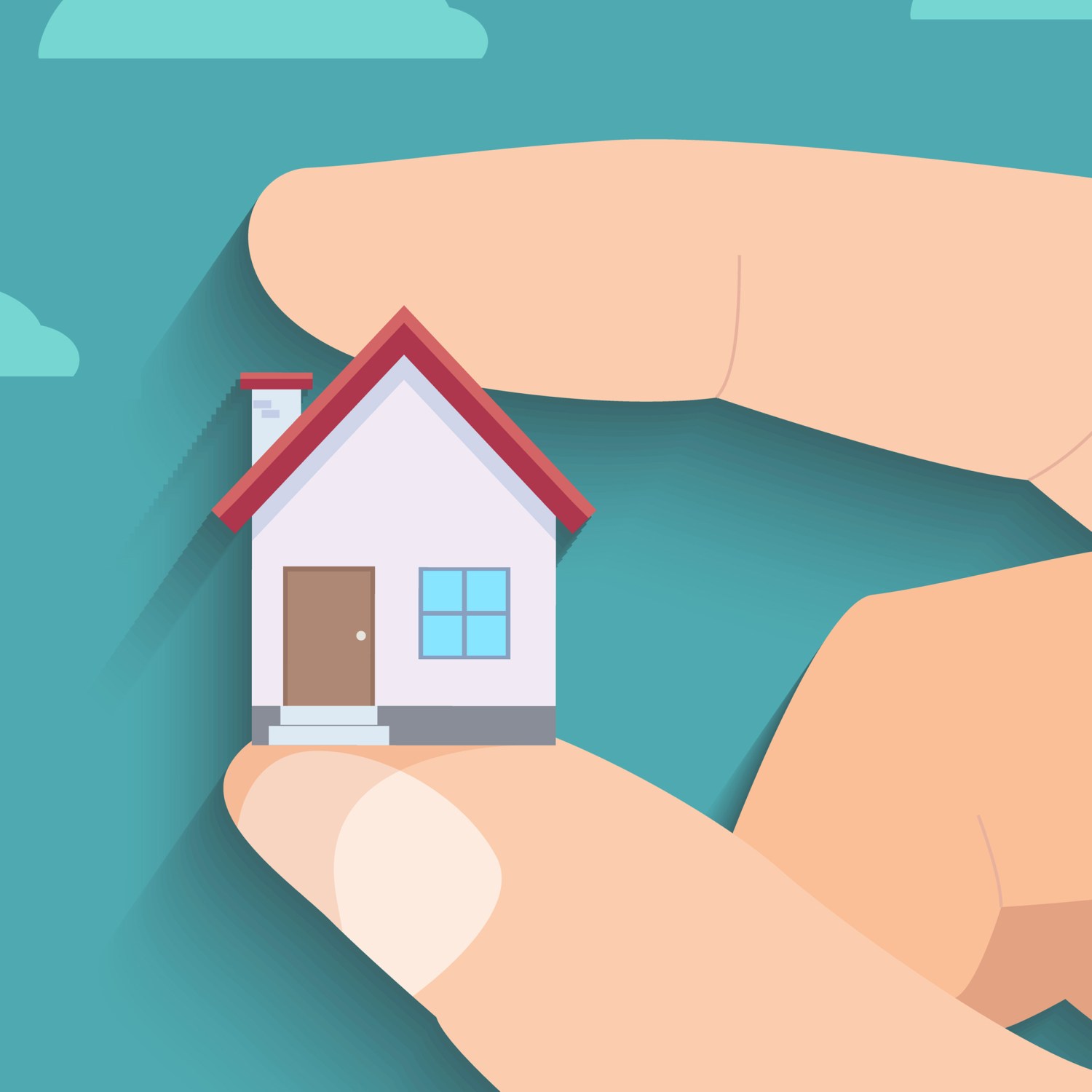 Illustration of holding a home in between two fingers