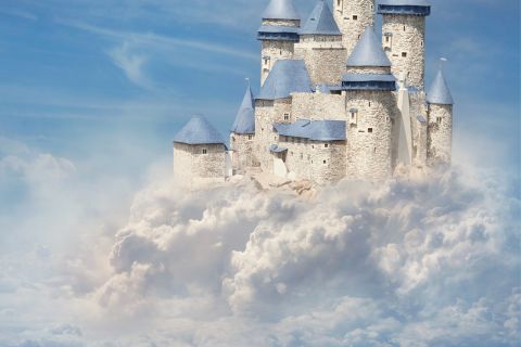 Mythical castle in the clouds