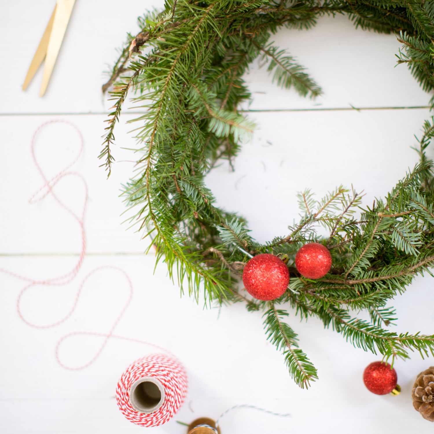 Putting together a wreath for the holidays