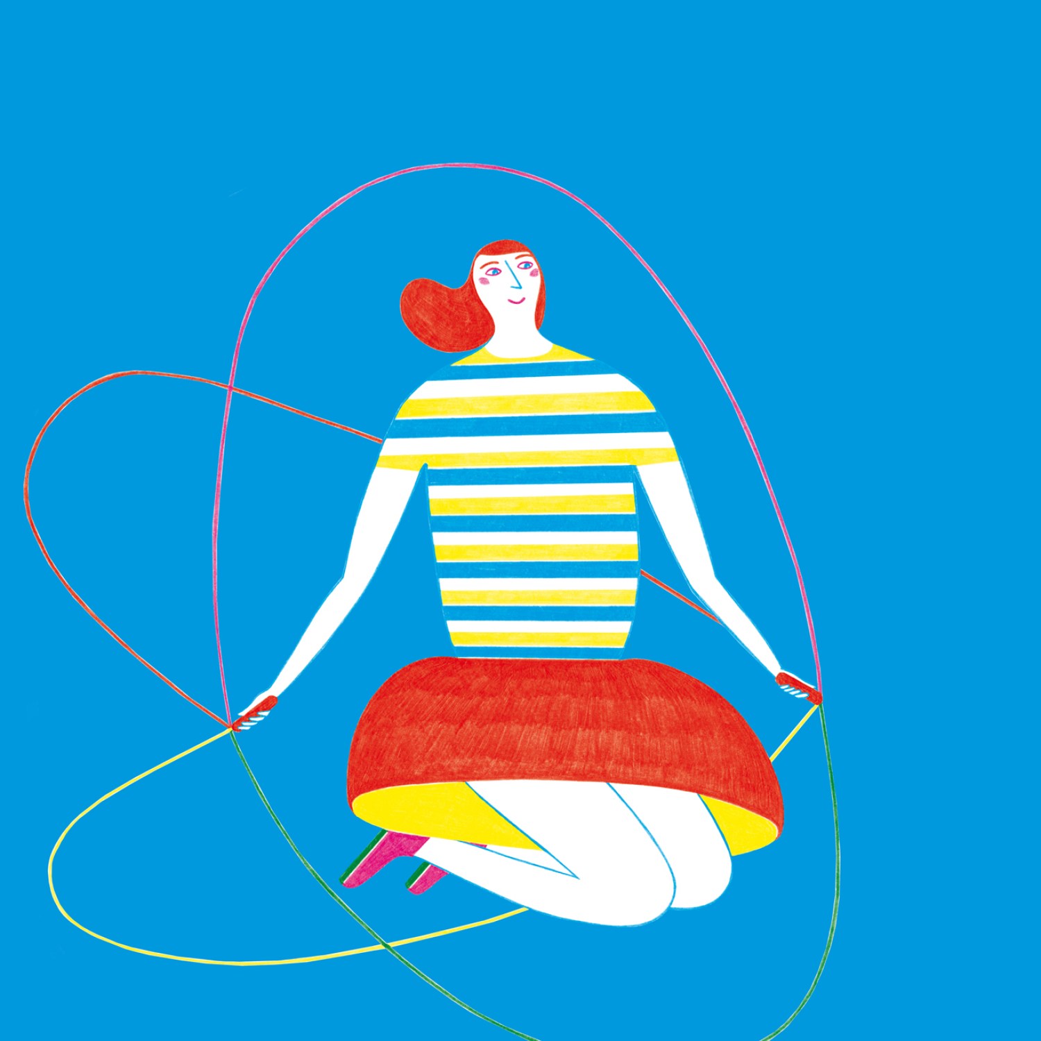 Woman feeling good jumping rope