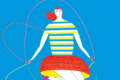 Woman feeling good jumping rope