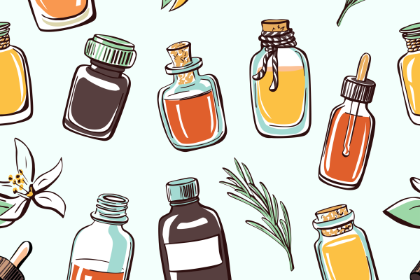 Illustration of essential oils for DIY cleaning products