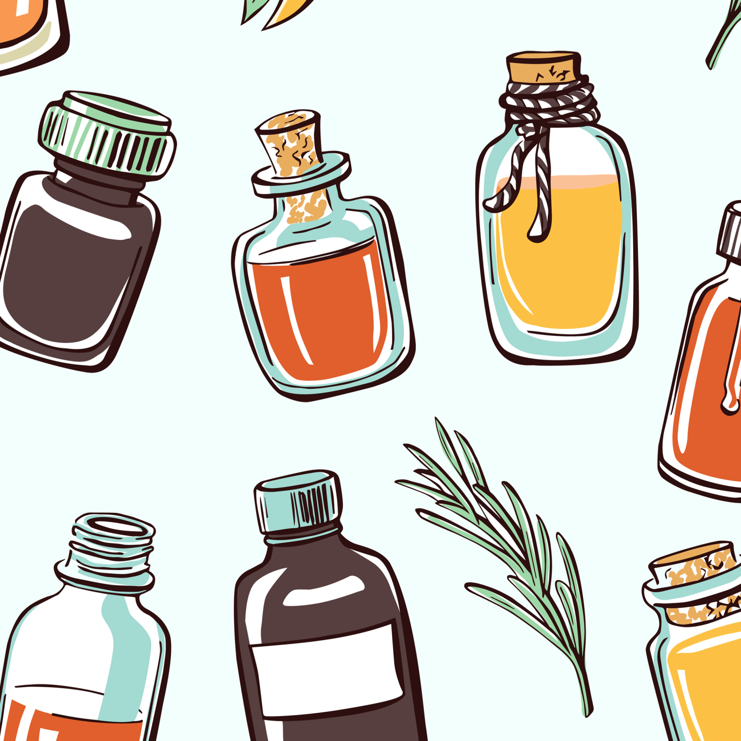 Illustration of essential oils for DIY cleaning products